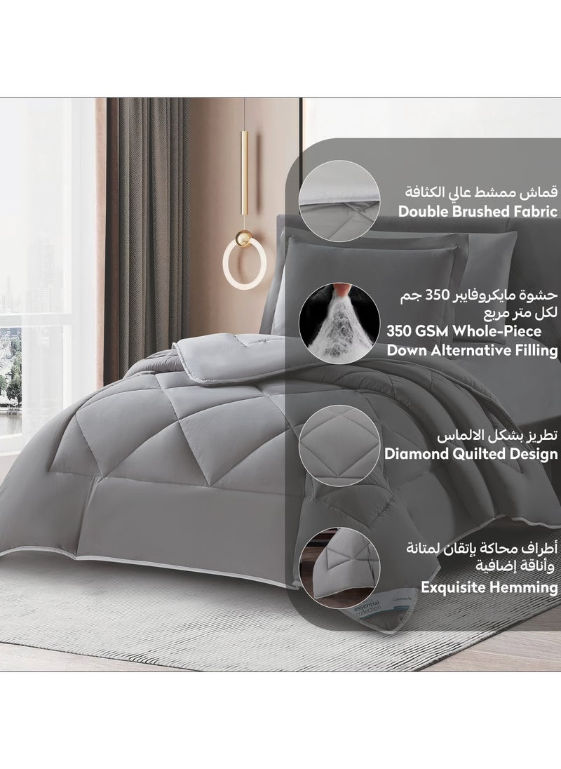دوناتيلا طقم مفرش روزا سادة 4 قطع مقاس مفرد ونص 170 × 230 سم بحشوة ثابتة رمادي دخاني  - Image 5