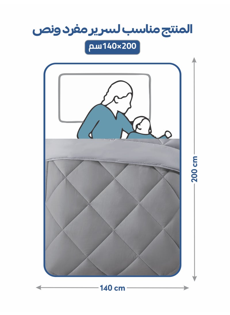 Donetella Bedding Comforter Set, Single Size Fits 140x200 cm - 4-Pcs Solid Quilted Bed Set, Microfiber Fabric - 1 Comforter, 1 Fitted Sheet And 2 Pillow Shams - Image 2