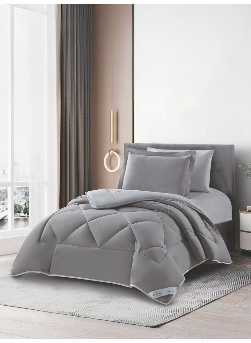 Donetella Bedding Comforter Set, Single Size Fits 140x200 cm - 4-Pcs Solid Quilted Bed Set, Microfiber Fabric - 1 Comforter, 1 Fitted Sheet And 2 Pillow Shams - Image 1