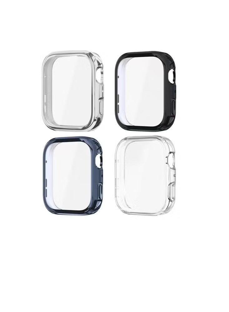 4 Pack for Huawei Fit4 TPU Screen Protector, Drop and Scratch Resistant Soft Rubber Full Shell, Blue/Clear/Black/Silver - Image 2