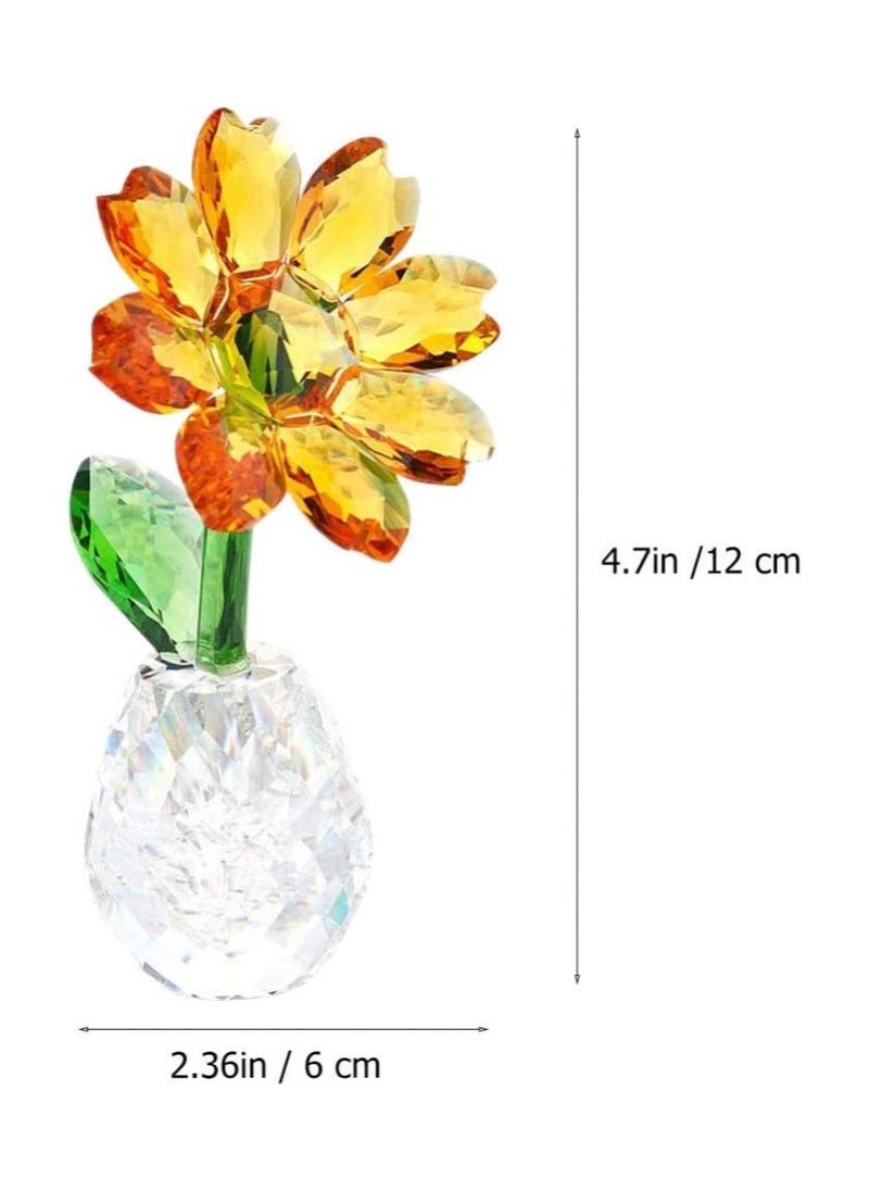 RARELY Crystal Sunflower Glass Figurine Ornament Paperweight Table Decoration with Gift Box Crystal Glass Bouquet Flower Centerpieces for Home Decor  - Image 2