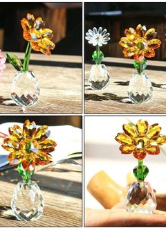 RARELY Crystal Sunflower Glass Figurine Ornament Paperweight Table Decoration with Gift Box Crystal Glass Bouquet Flower Centerpieces for Home Decor  - Image 3
