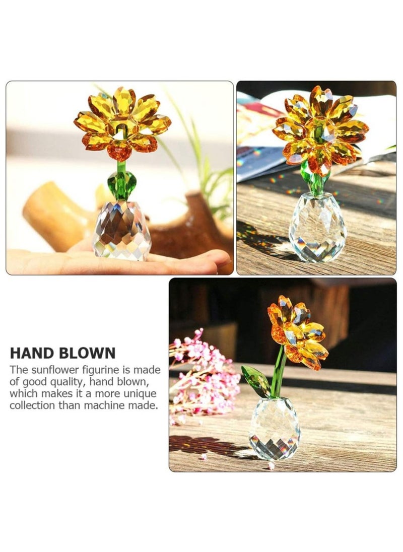 RARELY Crystal Sunflower Glass Figurine Ornament Paperweight Table Decoration with Gift Box Crystal Glass Bouquet Flower Centerpieces for Home Decor  - Image 5