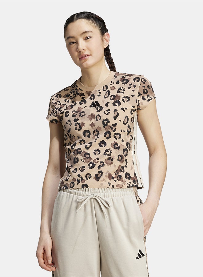 Adidas تي شيرت بطبعة حيوانات مع 3 خطوط - Image 1