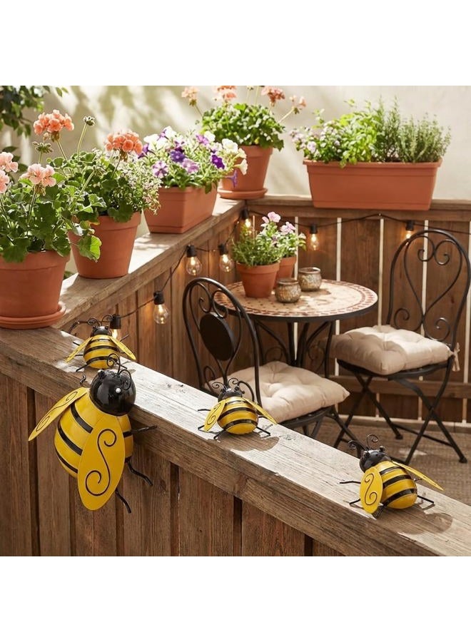Yungeln Metal Wall Art, 4PCS Bumble Bee Decor, 3D Iron Art Sculpture Hanging Decorations for Outdoor Home Garden - Image 3