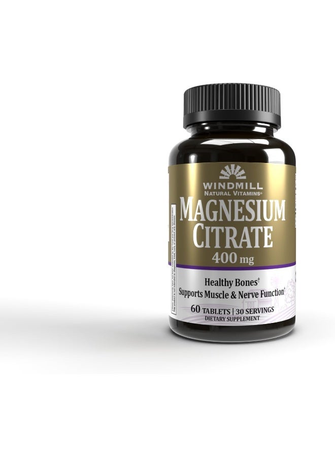 WINDMILL Natural Vitamins Magnesium Citrate 400Mg 60 Tablets - Image 1