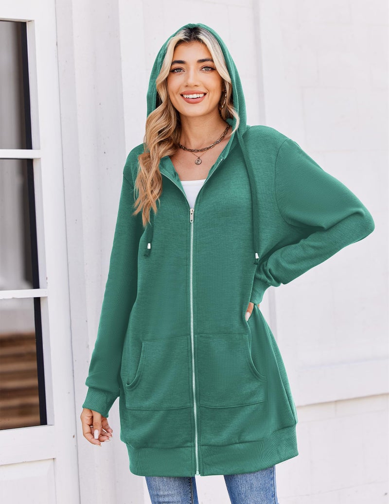 Zeagoo Womens Zip Up Hoodies Long Sleeve Spring Tunic Top Plus Size Sweatshirts Fleece Jackets With Pocketsï¼ŒArmy Green,Large - Image 4