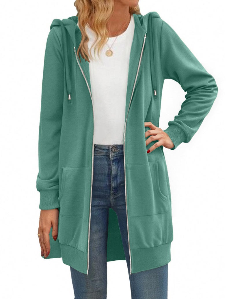 Zeagoo Womens Zip Up Hoodies Long Sleeve Spring Tunic Top Plus Size Sweatshirts Fleece Jackets With Pocketsï¼ŒArmy Green,Large - Image 2