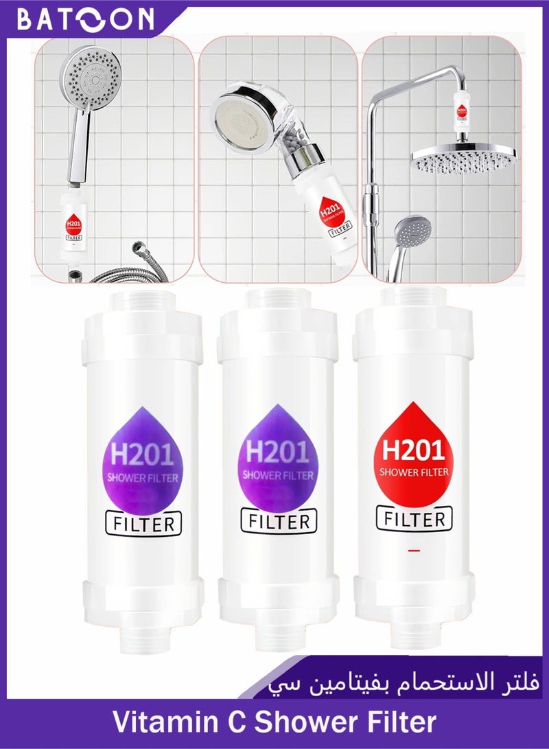 Batoon 3 Pack Vitamin C Shower Filter, Shower Head Filter for Removing Chlorine Fluoride Deposits, Purifies Water with Beads, Helps with Dry Skin and Hair Loss, Easy to Install - Image 2