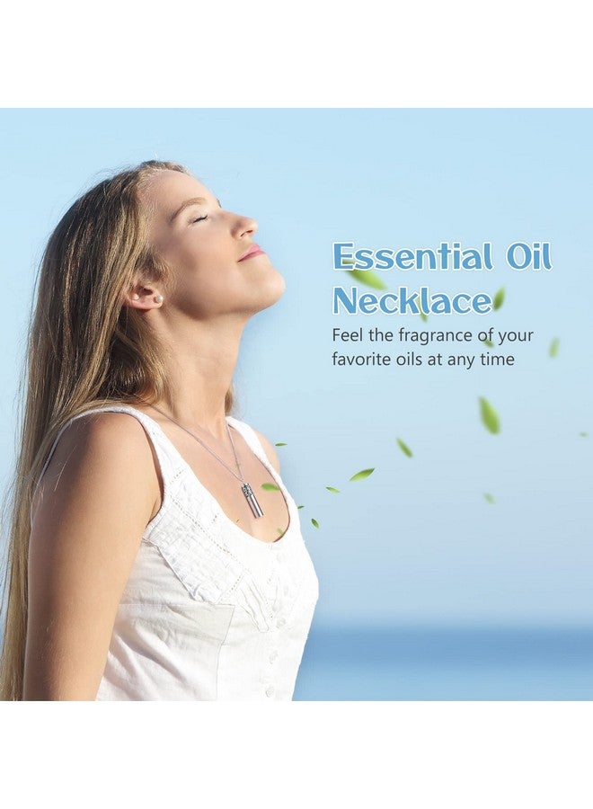 Maromalife قلائد ناشرة للزيوت العطرية للنساء 2 قطع قلائد العلاج بالروائح قلادة من الفولاذ المقاوم للصدأ أسطوانة ناشرة مع 20 وسادة شعور مجموعة هدايا ليوم الأم - Image 4