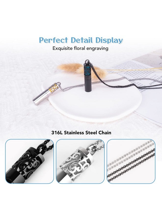 Maromalife قلائد ناشرة للزيوت العطرية للنساء 2 قطع قلائد العلاج بالروائح قلادة من الفولاذ المقاوم للصدأ أسطوانة ناشرة مع 20 وسادة شعور مجموعة هدايا ليوم الأم - Image 5