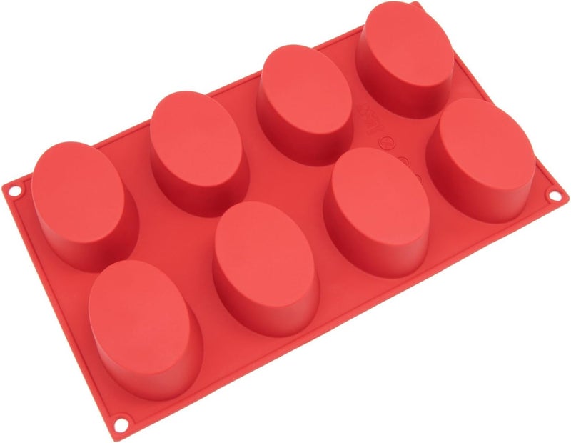 Freshware 8Cavity Oval Silicone Mold for Soap Cake Bread Cupcake Cheesecake Cornbread Muffin Brownie and More - Image 1