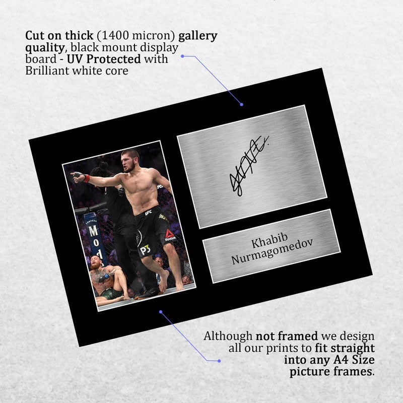 دب في - ديفيرن فيجن اوف ارت - ديفوفارت DVOFART بوستر حائط بطابع MMA لكhabib Nurmagomedov مع تصميم توقيع مطبوع، مقاس A4 بدون إطار - Image 3