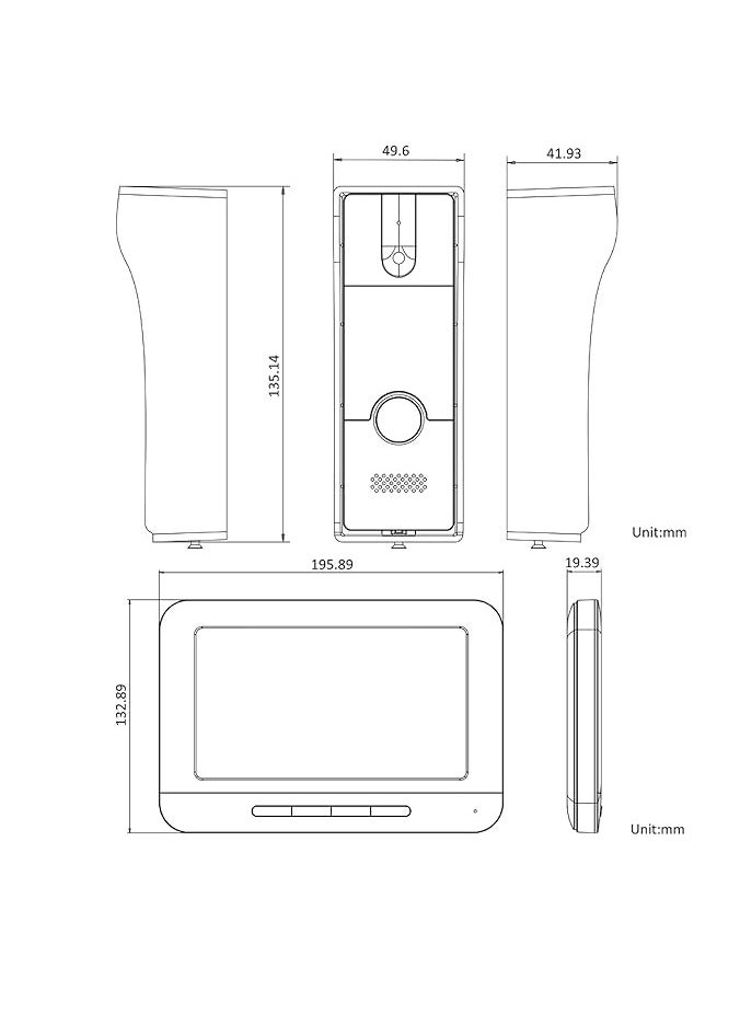 هيك فيجن - جرس باب فيديو انالوج بشاشة TFT LCD مقاس 7 انش بدقة 1080p وميكروفون مدمج ومكبر صوت وخاصية الغاء الضوضاء وتسجيل حتى 200 صورة وزر مكالمة واحدة - Image 1