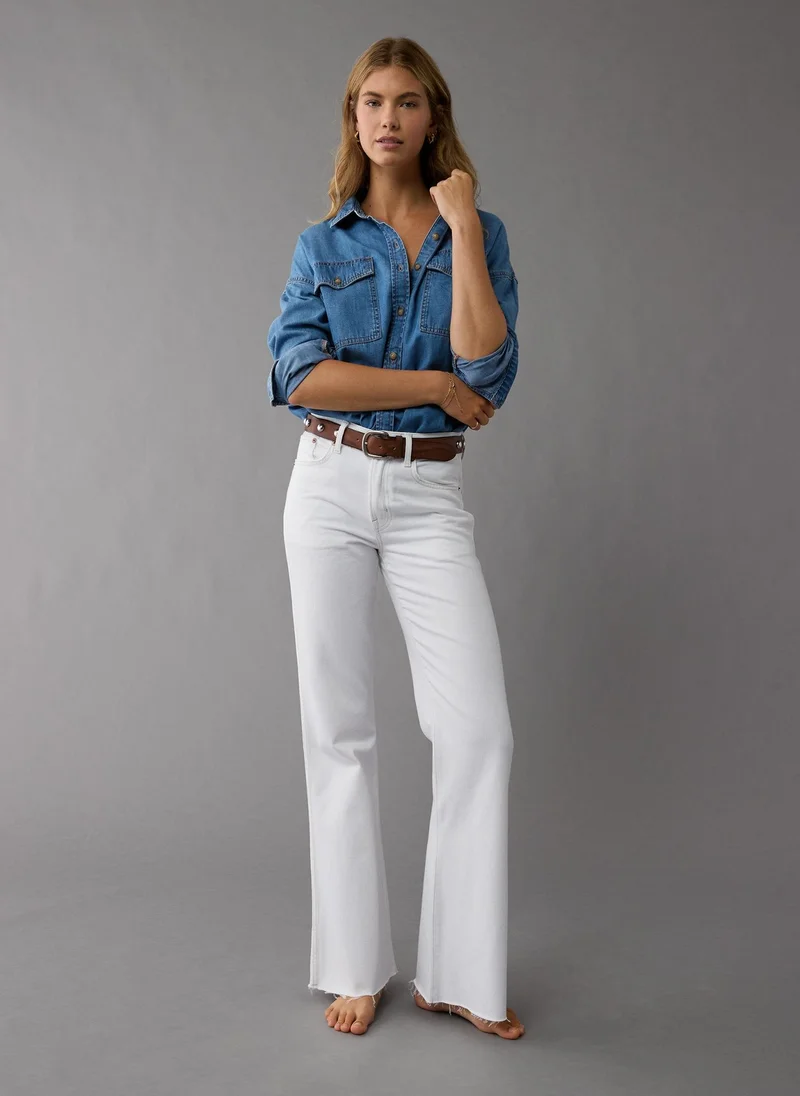 American Eagle Dreamy Drape Denim Perfect Button-Up Shirt
