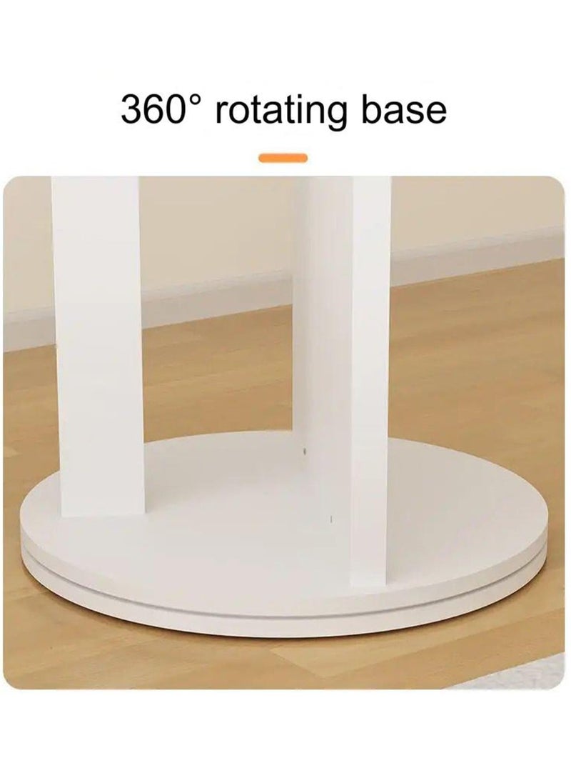 Full length mirror, HD 360° Rotating Floor Standing Rounded Mirrors with Coat Hanger & Shelf, Fitting Mirrors, Wooden Rotatable Mirror, Living Room Entrance Dressing Mirror Clothes Mirror