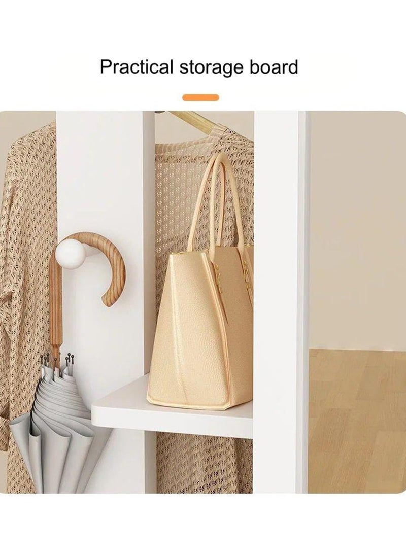 Full length mirror, HD 360° Rotating Floor Standing Rounded Mirrors with Coat Hanger & Shelf, Fitting Mirrors, Wooden Rotatable Mirror, Living Room Entrance Dressing Mirror Clothes Mirror