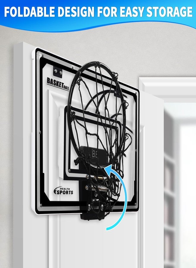 AOKESI Mini Basketball Hoop Indoor with Scorer and Batteries|Inside Basketball Hoop Over The Door with Colorful LED Lighting|Toy Basketball Gifts for Boys Girls Teens Adults, Black - Image 5