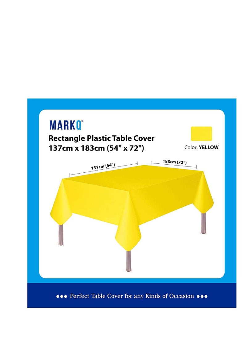 مارك مفرش طاولة بلاستيكي لطاولة مستطيلة مقاس 54 بوصة × 72 بوصة غطاء طاولة للاستعمال مرة واحدة لحفلات الزفاف وحفلات الزفاف وأعياد الميلاد (أصفر) - Image 2