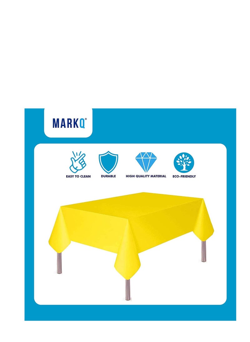 مارك مفرش طاولة بلاستيكي لطاولة مستطيلة مقاس 54 بوصة × 72 بوصة غطاء طاولة للاستعمال مرة واحدة لحفلات الزفاف وحفلات الزفاف وأعياد الميلاد (أصفر) - Image 3