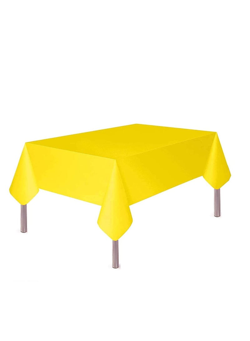 مارك مفرش طاولة بلاستيكي لطاولة مستطيلة مقاس 54 بوصة × 72 بوصة غطاء طاولة للاستعمال مرة واحدة لحفلات الزفاف وحفلات الزفاف وأعياد الميلاد (أصفر) - Image 1