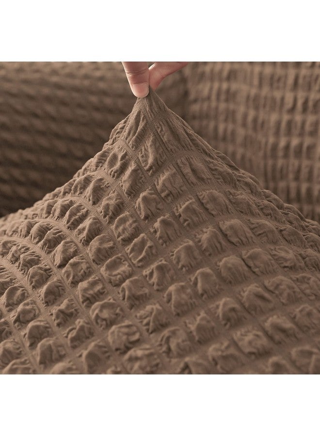 هاوس أوف كويرك أغطية أريكة من House of Quirk Turkish Bubble Frill 280 GSM، متينة وقابلة للغسل، عالمية، مزدوجة المقاعد، عالية المرونة، واقية للأثاث (بني فاتح، 145-185 سم) - Image 3