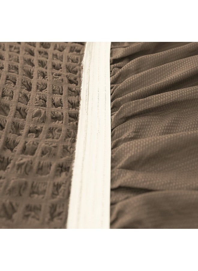 هاوس أوف كويرك أغطية أريكة من House of Quirk Turkish Bubble Frill 280 GSM، متينة وقابلة للغسل، عالمية، مزدوجة المقاعد، عالية المرونة، واقية للأثاث (بني فاتح، 145-185 سم) - Image 4