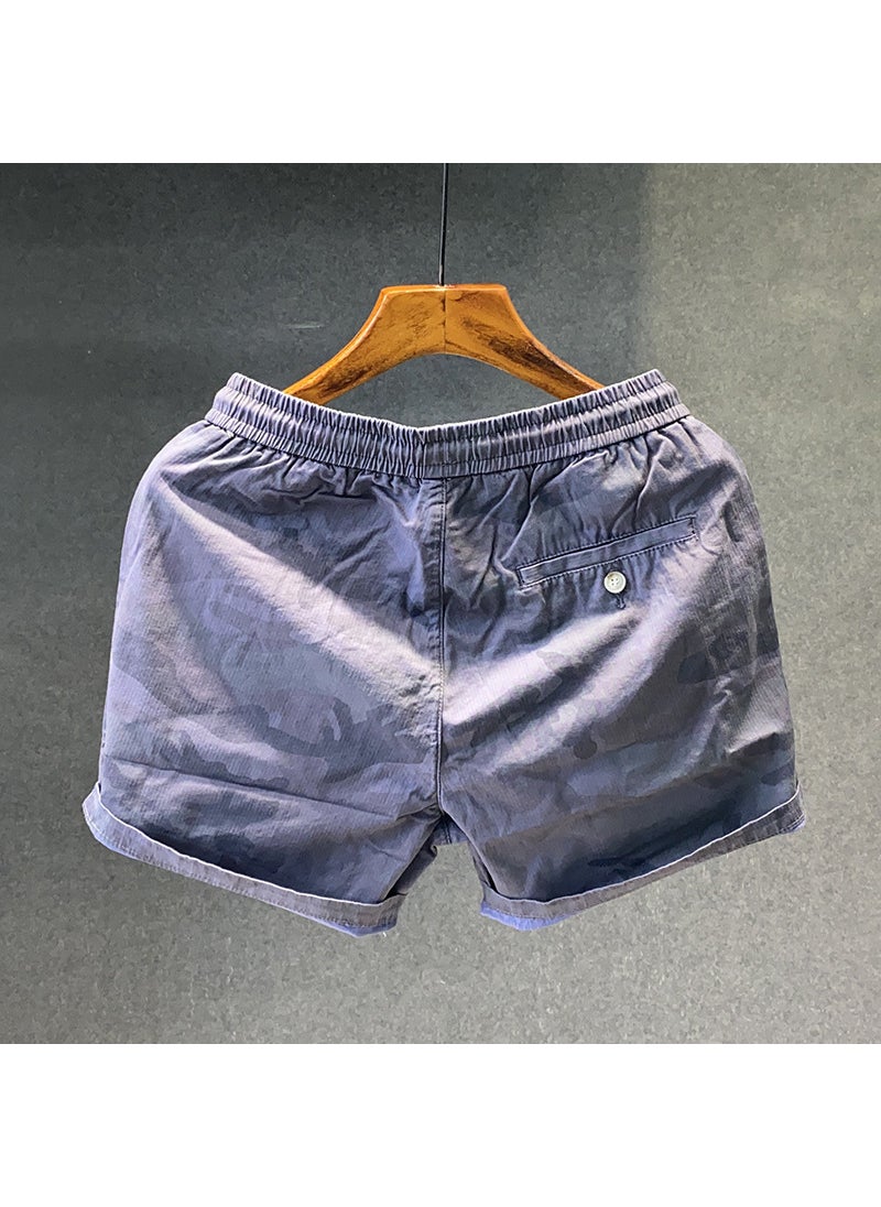 Summer Camo Running Shorts Elastic Waist Men Khaki  - Image 2