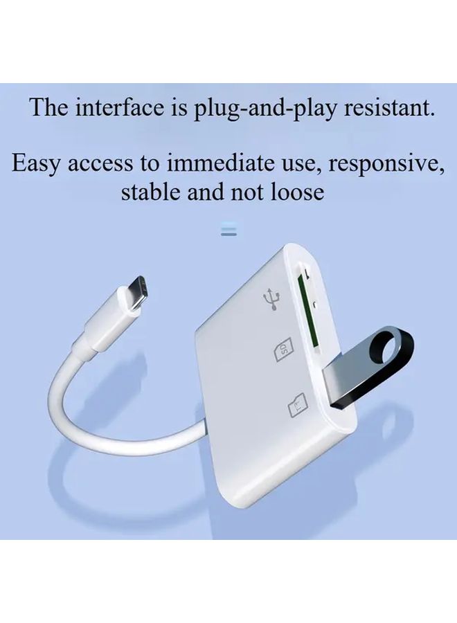 ٣ في ١ قارئ بطاقات متعدد الوظائف USB C عالي السرعة لنقل البيانات متوافق مع هواتف هواوي وبطاقات SD وTF ومحركات أقراص USB من النوع C وUSB 2.0 مزدوج الغرض محول OTG أسود - Image 5