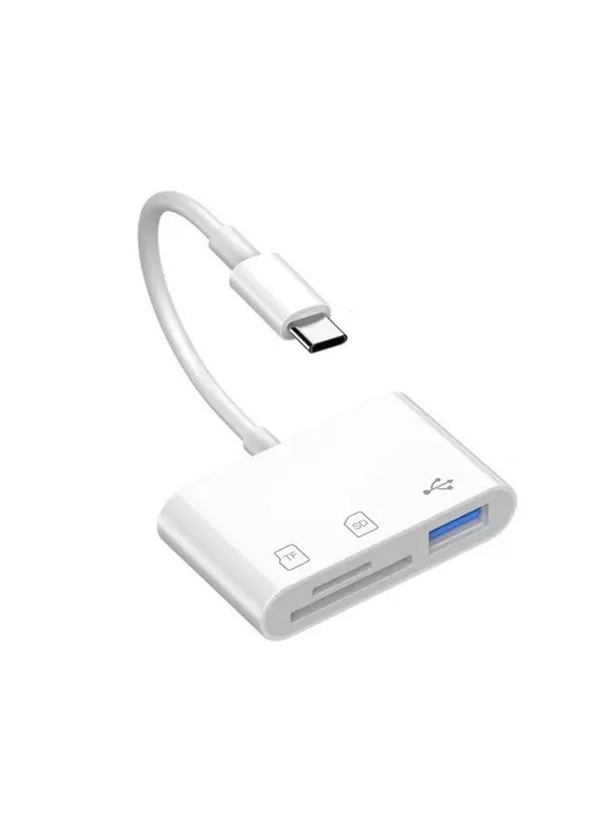 ٣ في ١ قارئ بطاقات متعدد الوظائف USB C عالي السرعة لنقل البيانات متوافق مع هواتف هواوي وبطاقات SD وTF ومحركات أقراص USB من النوع C وUSB 2.0 مزدوج الغرض محول OTG أسود - Image 1