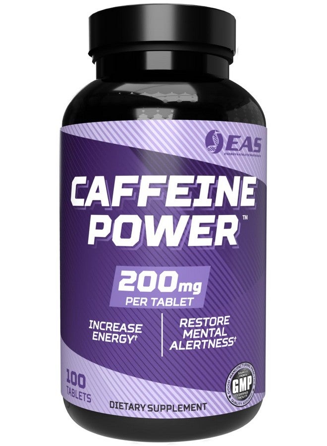EAS Caffeine Power 200mg | Caffeine Pills Supplement | Increase Energy & Restore Mental Alertness | Gluten Free, Non GMO, Vegetarian Friendly | 100 Tablets - Image 1