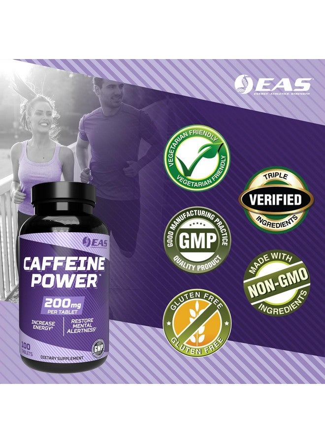 EAS Caffeine Power 200mg | Caffeine Pills Supplement | Increase Energy & Restore Mental Alertness | Gluten Free, Non GMO, Vegetarian Friendly | 100 Tablets - Image 4