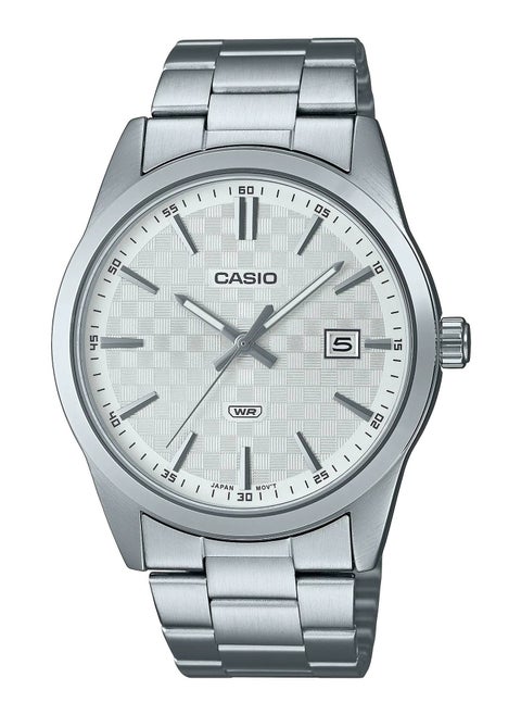 Men's Men's Analog Quartz Water Resistant White Dial Stainless Steel Watch - MTP-VD03D-7AUDF