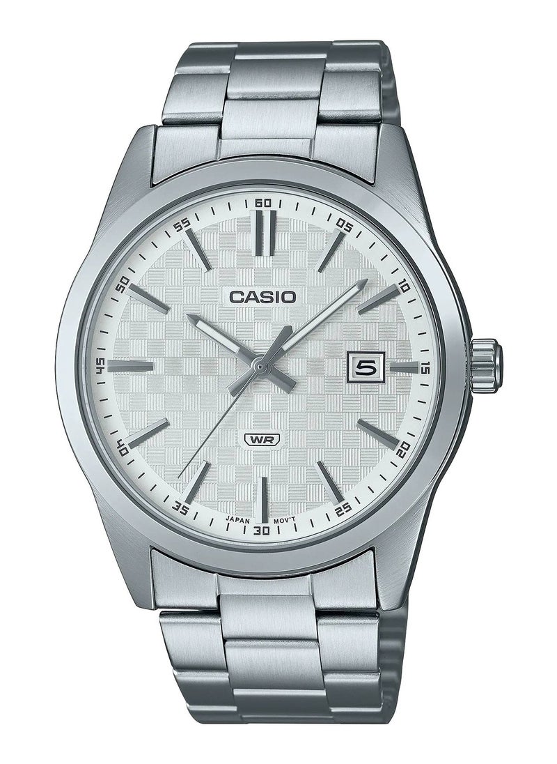 CASIO - Men's Men's Analog Quartz Water Resistant White Dial Stainless Steel Watch - MTP-VD03D-7AUDF - Image 1