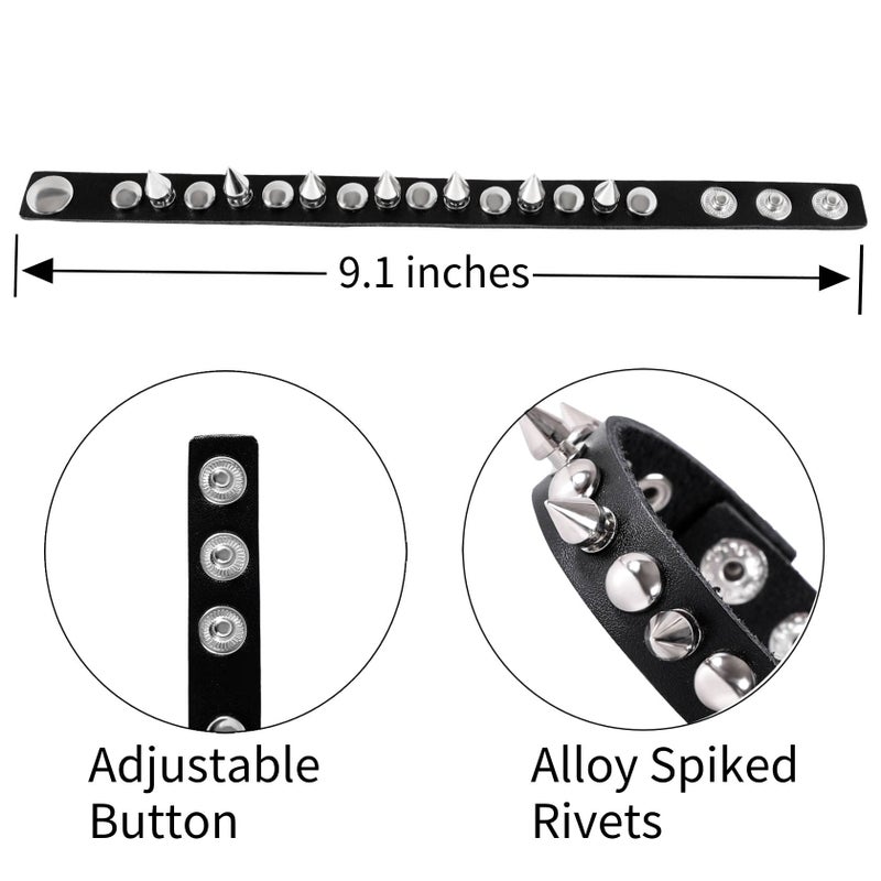 MILAKOO 4Pcs Punk Bracelets for Women Men Spiked Studded Wristband Gothic Skull Stone Beads Cuff - Image 3