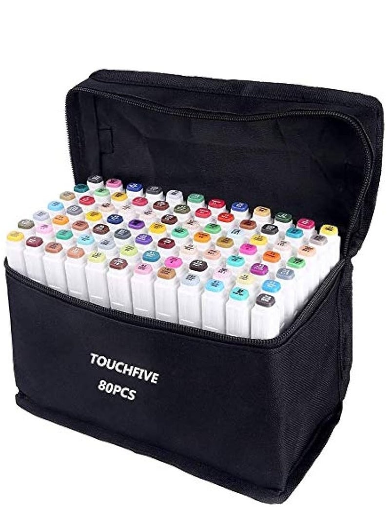 TOUCHFIVE 80-Piece Professional Graphic Design Marker Set Multicolour-White pole - Image 1