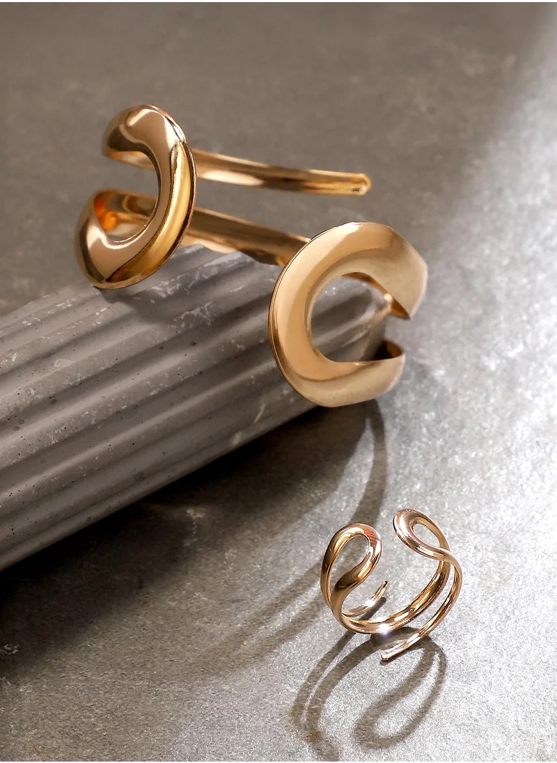 SOHI SOHI Women's The Zig-Swirl Jewellery Set For Casual Wear | California Gold Colour | Alloy Material | Adjustable Closure | MetallicJewellery Set | Jewellery Set For Women & Girls