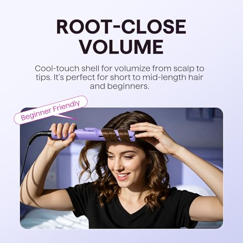 Wavytalk Airflow Styler Curling Iron, Cool Curl, 360° Cool Air Lock in Style for Lasting Curls, Reduces Damage, 2 in 1 Hair Straightener and Curler, 1.25 Inch, Anti-Scald for Short Long Hair, Purple - Image 4