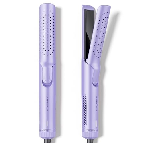 Wavytalk Airflow Styler Curling Iron, Cool Curl, 360° Cool Air Lock in Style for Lasting Curls, Reduces Damage, 2 in 1 Hair Straightener and Curler, 1.25 Inch, Anti-Scald for Short Long Hair, Purple - Image 1