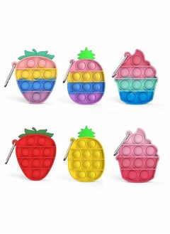 Y&D 6 Pcs Mini Pop Keychain, Bubble Silicone Sensory Fidget Toys Set, Push Simple Dimple Toy for Kids Adults  - Image 1