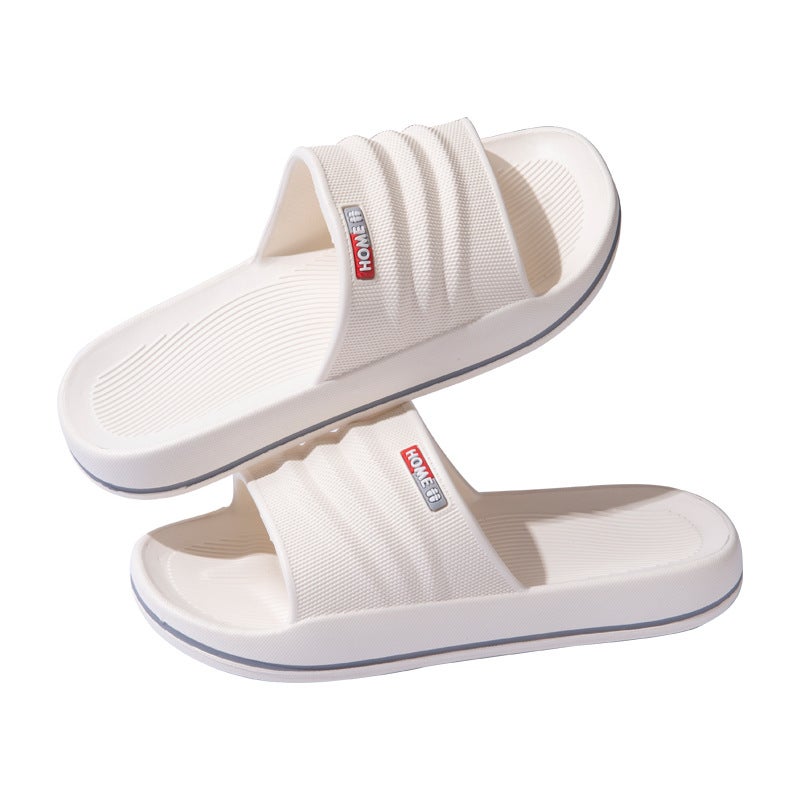 Slip-on Slippers Womens Summer Indoor Home Non-slip Bathroom Bath Odor-proof Eva Slippers Mens Outer Wear White - Image 1