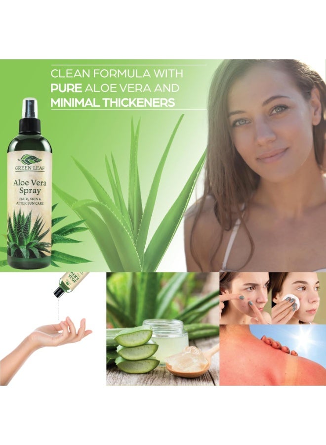 Green Leaf Naturals Aloe Vera Spray Bottle Travel Size | Vitamin C, E & A | Skin Care, Hair Spray, Facial Moisturizer, Hair Growth, Facial Cleanser, Sunburn Relief & After Sun Lotion 3.3oz - Image 2