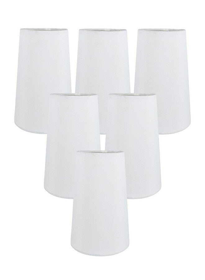 Meriville Set of 6 Off White Faux Silk Clip On Chandelier Lamp Shades, 4-inch by 5-inch by 5-inch - Image 1