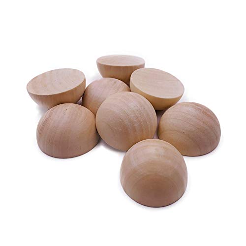 William Craft Unfinished Split Wood Balls 20 Pcs 2 Inch Diameters Half Wooden Balls Mini Hemisphere Half Craft Balls for DIY Projects Kids Arts and Craft Supplies - Image 1