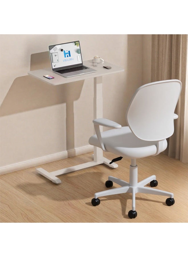 نوايوو طاولة جانبية قابلة لتعديل الارتفاع، طاولة مستشفى فوق السرير للاستخدام المنزلي، دوارة، طاولة بجانب السرير مع عجلات، مكتب سرير متحرك هوائي، طاولة كمبيوتر متحركة (أبيض) - Image 3