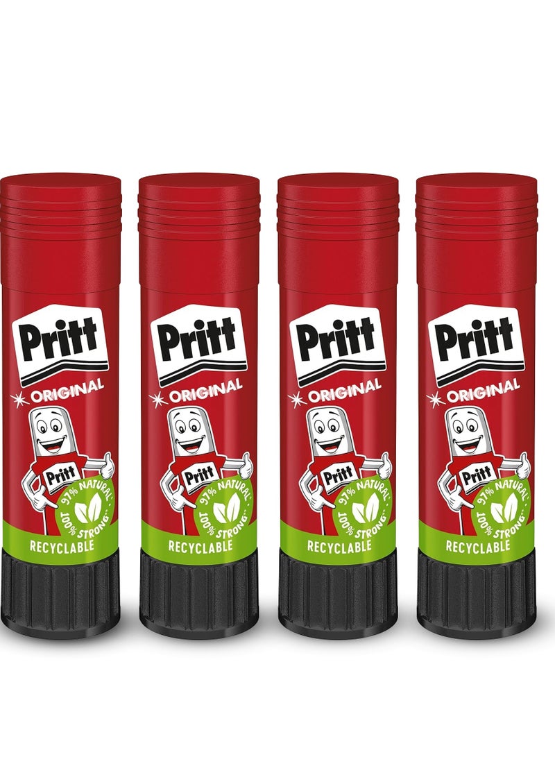 Pritt Glue Stick SRP Original BUNDLE 4x22g Safe & Child-Friendly Craft Glue For Arts & Crafts Activities, Strong-Hold Adhesive - Image 1
