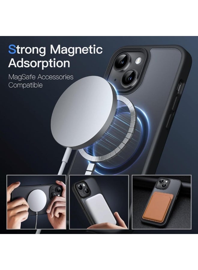 2 Pack Magnetic Case For IPhone 13 6.1-Inch Compatible With MagSafe Translucent Matte Back Slim Shockproof Phone Cover (Black) - Image 3