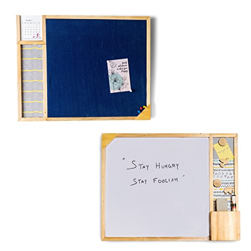 IVEI Metal Board, Pinboard, Whiteboard with Calendar - Set of 2- Dark Blue - Image 1