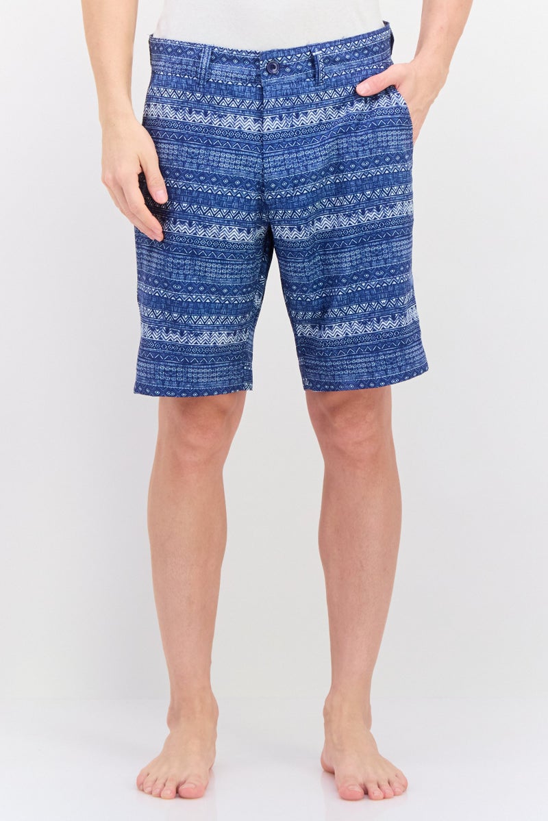 Vintage 1946 Men Allover Print Board Shorts, Navy  - Image 1