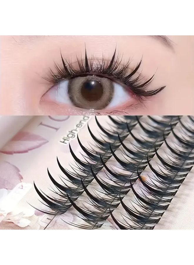 Icycheer Cat Eye Fluffy False Eyelashes Extensions 0 07mm Thick C Curl 12mm Reusable Natural Look DIY Lash Clusters For Full Volume Mixed Length Segment Lashes For Home Or Salon Use - Image 1